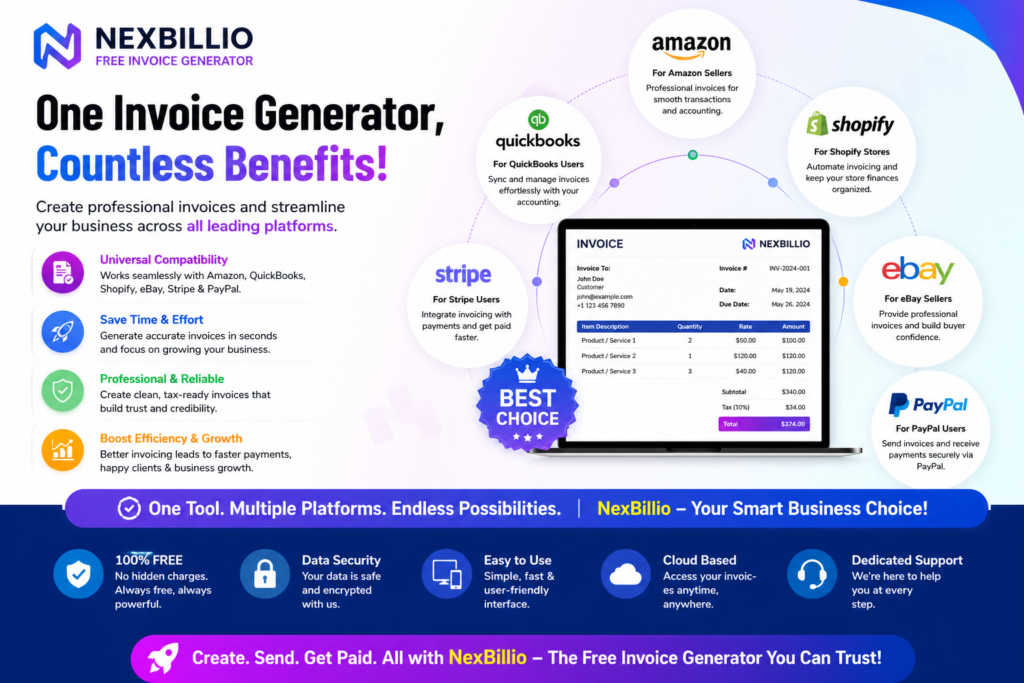 NexBillio-Free Invoice Generator For Different Platforms