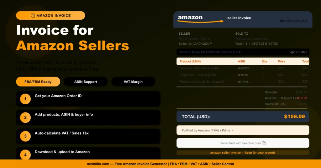 Online best free invoice generator for Amazon 