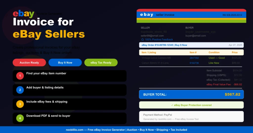 Free Invoice generator for  eBay