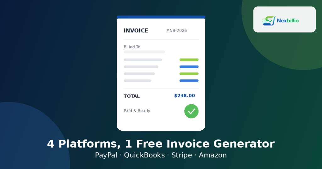 Generate Invoices on PayPal, QuickBooks, Stripe & Amazon