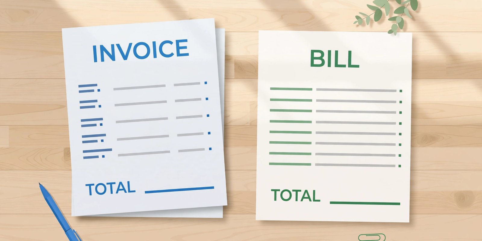 Invoice vs bill comparison showing both documents side by side